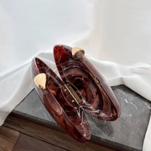 Chic Acrylic Clutch/Handbag/Crossbody (Brown) - Picture 5 of 16